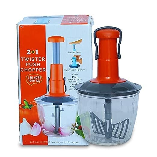 2 in 1 Twister Push Chopper & Blender for Kitchen, 1000ml6